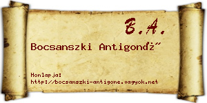 Bocsanszki Antigoné névjegykártya